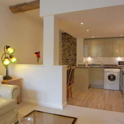 The kitchen and dining area